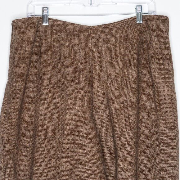 Crossing Pointe Womens Pants Size 18 Brown Wool Chevron Floral Straight Academia - Picture 10 of 12